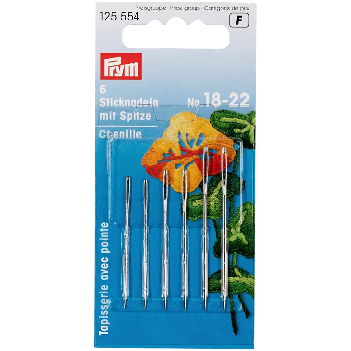 Prym kanavaneulalajitelma koot 18-22 terävä 6 kpl/pakkaus