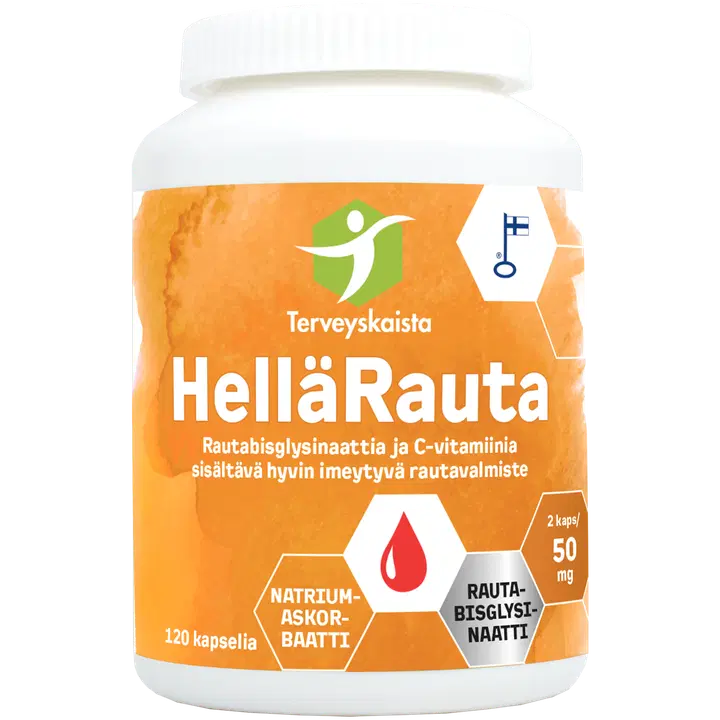 Terveyskaista HelläRauta 50 mg + C-vitamiini 120 kaps