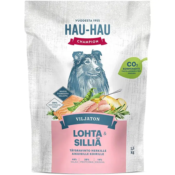 Hau-Hau Champion Viljaton Lohta ja silliä täysravinto 1,5 kg