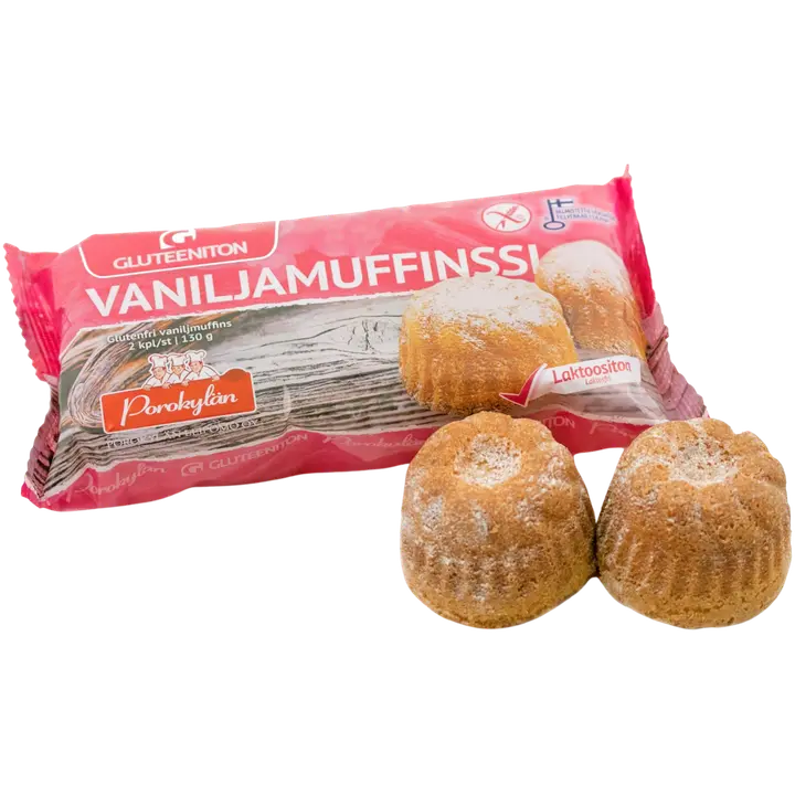 Porokylän Vaniljamuffinssi 2 kpl/130 g gluteeniton