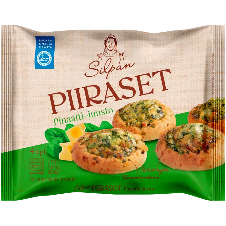 Silpan pinaatti-juustopiiraset 4 x 55g / 220g, kypsä pakaste