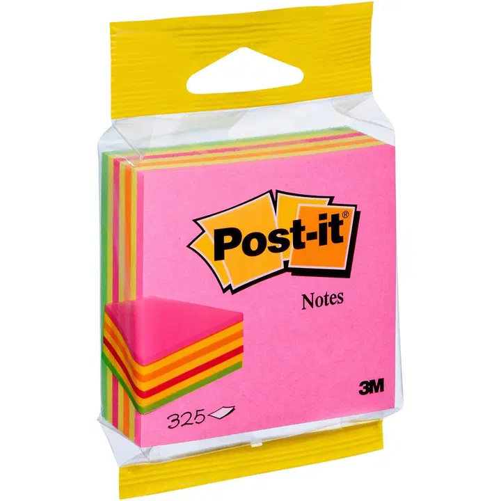 Post-it®-Viestilappukuutio, Vaaleanpunainen ja Keltainen, 76 mm x 76 mm, 325 Arkkia/Lehtiö, 1 Lehtiö/Pakkaus, 100% PEFC, SGSCH-PEFC-COC-110078