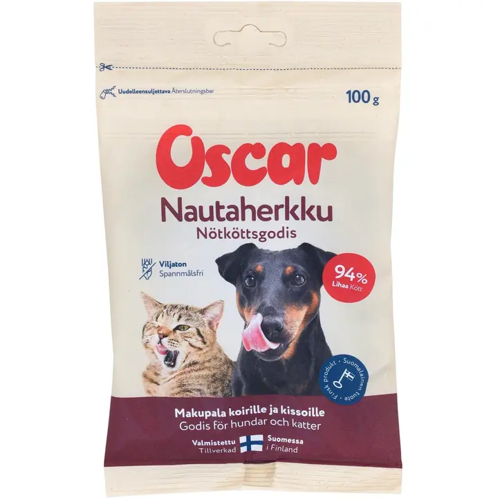 Oscar Nautaherkku koirille ja kissoille 100 g