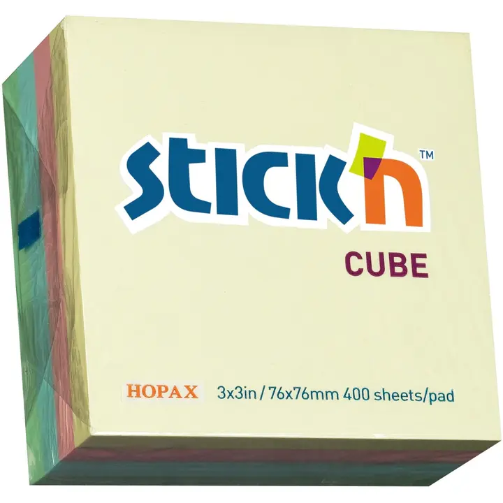 Hopax FSC viestilappukuutio 76x76mm 4 pastelliväriä 400 lappua