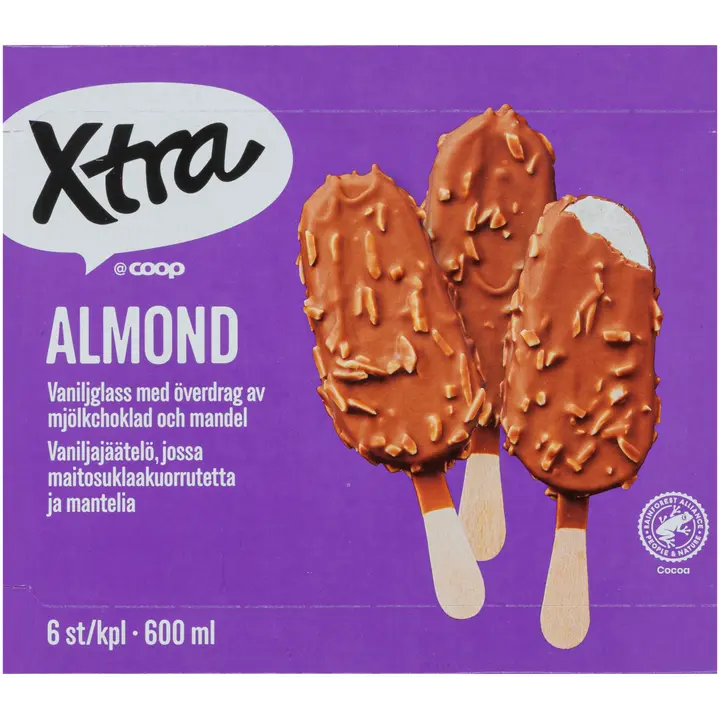 Xtra Almond jäätelöpuikko 6x100ml / 402 g