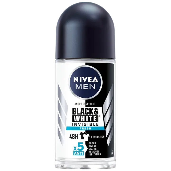 NIVEA MEN 50ml Black & White Invisible Fresh Deo Roll-on -antiperspirantti