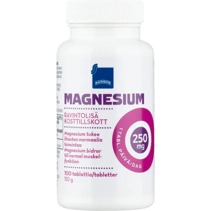 Rainbow magnesium 250 mg ravintolisä 110 g/100 kpl