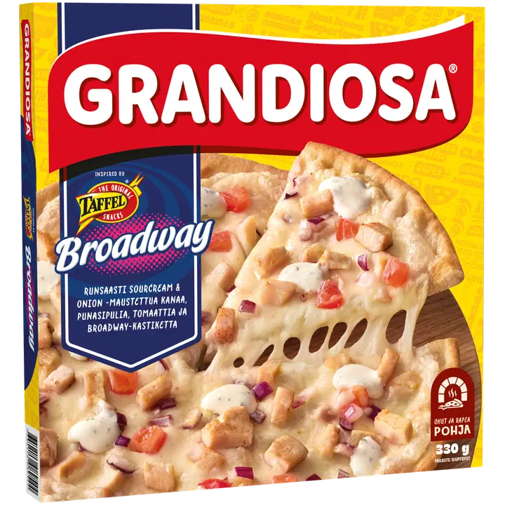 Grandiosa inspired by Taffel Broadway kiviuuni pakastepizza 330g