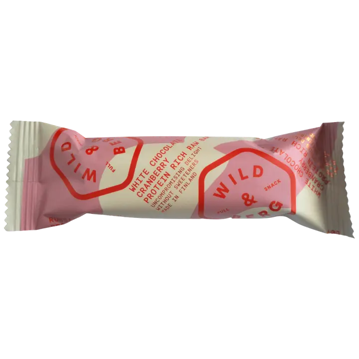 Wild&Berg proteiinirikas täysvälipala valkosuklaa-karpalo 40 g