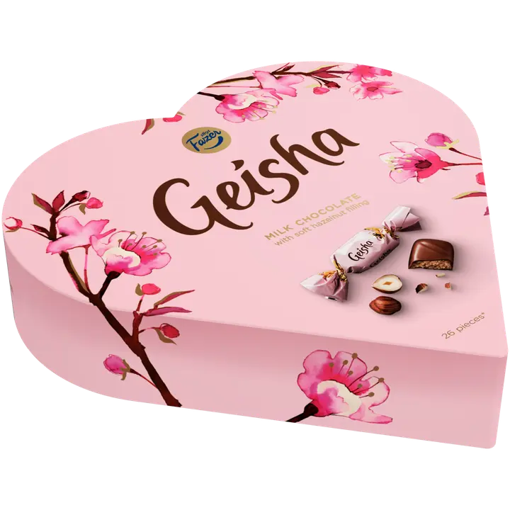 Fazer Geisha Sydän hasselpähkinänougat suklaakonvehti 190g