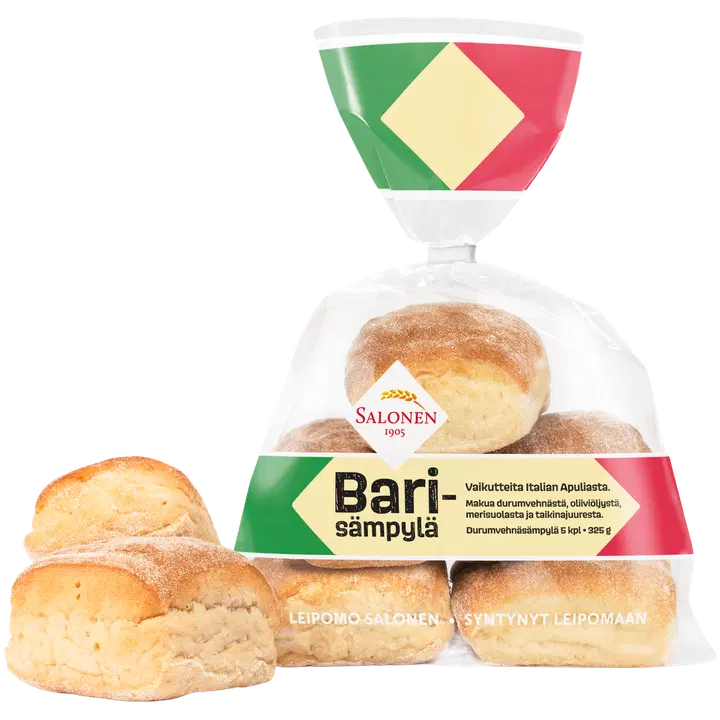 Leipomo Salonen Bari-sämpylä 5/325 g durumvehnäsämpylä