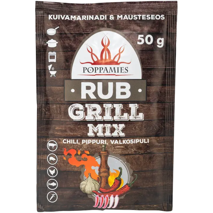 Poppamies Rub Grill Mix chili-pepper-garlic mausteseos 50g