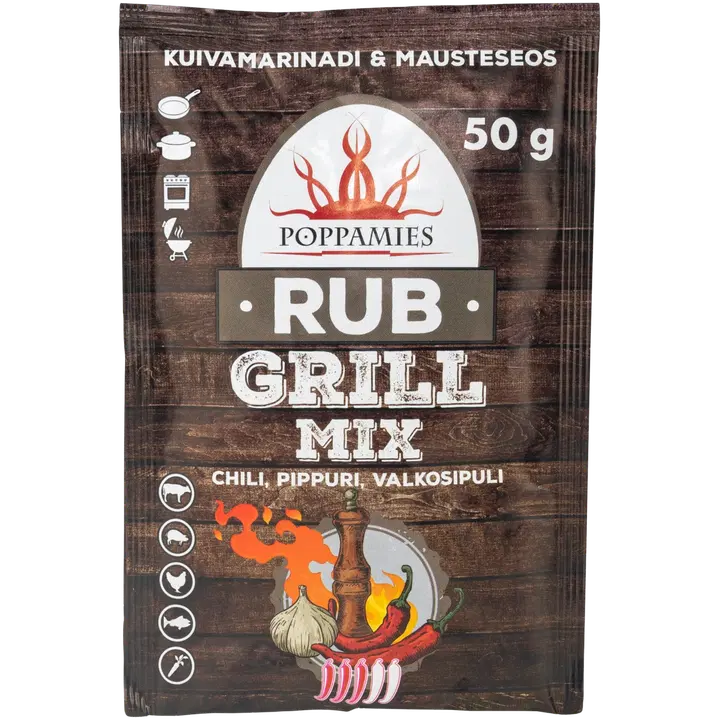 Poppamies Rub Grill Mix chili-pepper-garlic mausteseos 50g