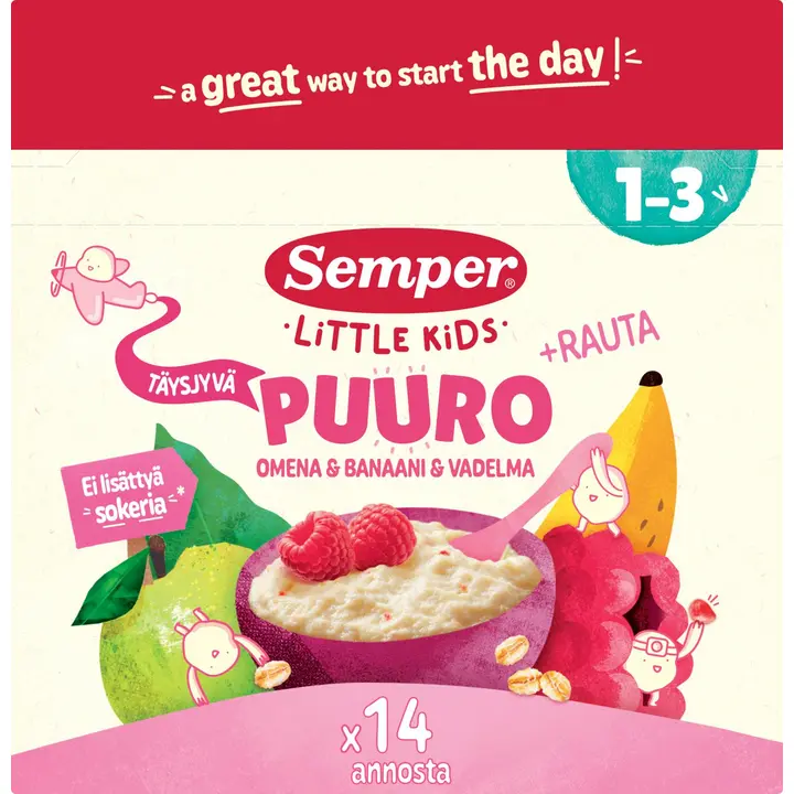 Semper Täysjyväpuuro, omena, banaani & vadelma1-3 v. 500g