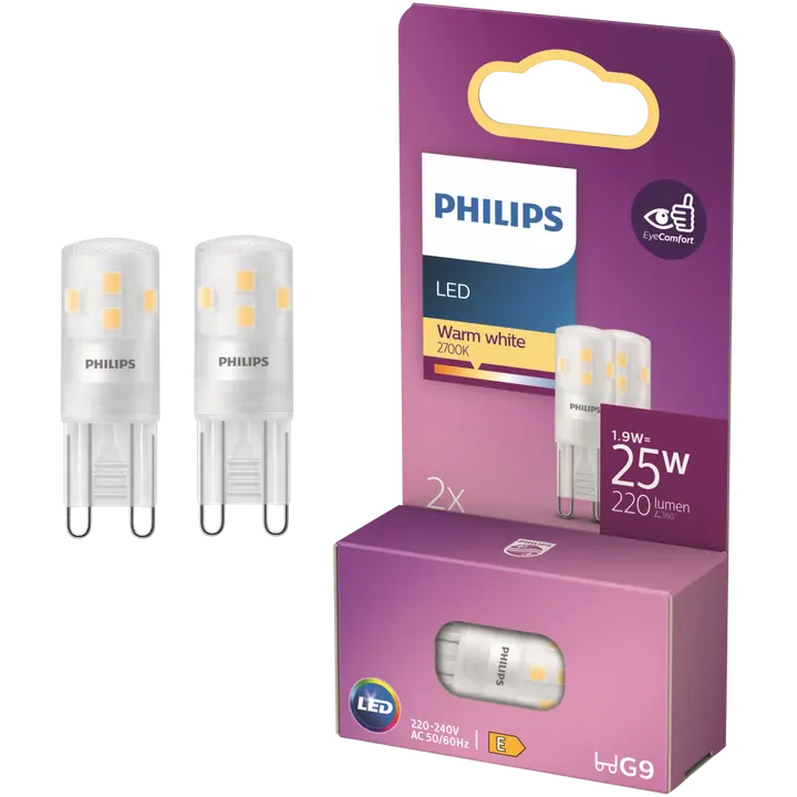 Philips LED lamppu G9 1.9W 2700K 220LM  2kpl