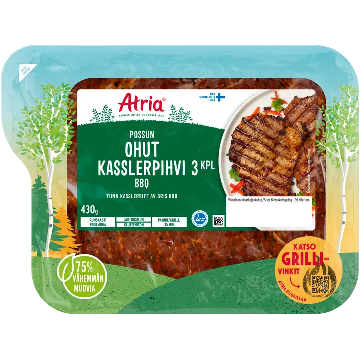 Atria Tunn Kasslerbiff av Gris Bbq 430g