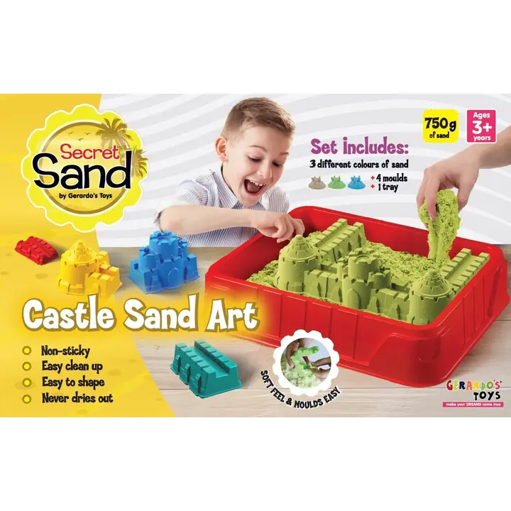 Secret Sand modelleerimisliiv Lossi komplekt alusega 5 osa 750 g Gerardo's Toys