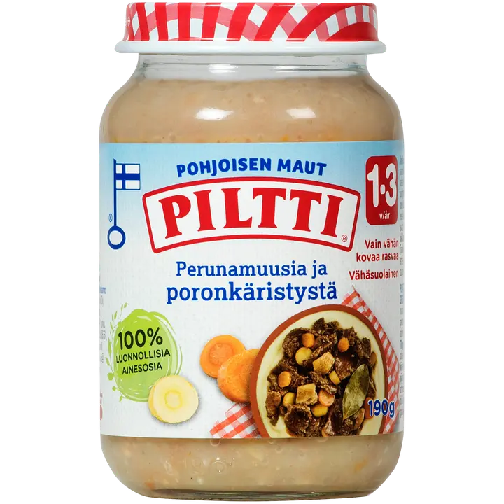 PILTTI Pohjoisen maut 190g Perunamuusia ja poronkäristystä lastenateria 1-3v