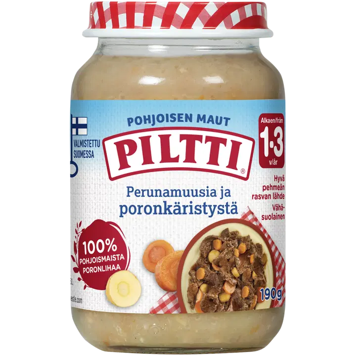 PILTTI Pohjoisen maut 190g Perunamuusia ja poronkäristystä lastenateria 1-3v