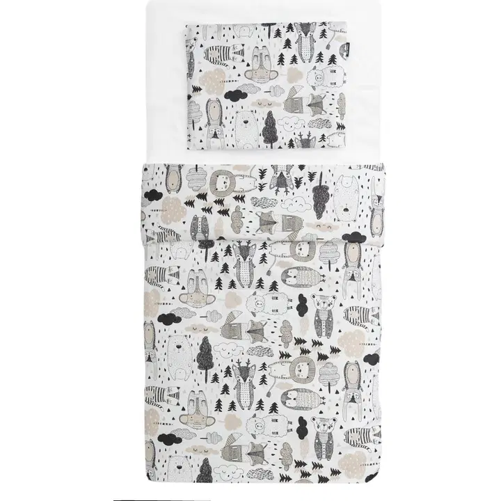 Familon vauvan pussilakanasetti Kaverit 120x160/40x60cm valkoinen/kaakao