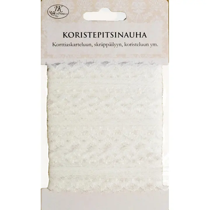 J.K. Primeco koristepitsinauha 2,4cmx7m valkoinen