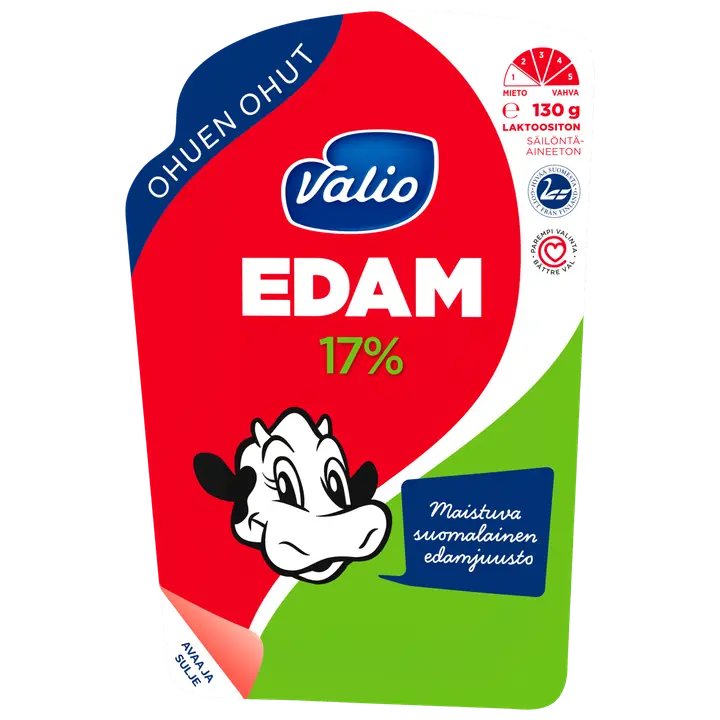 Valio Edam 17 % ohuen ohut e130 g viipale