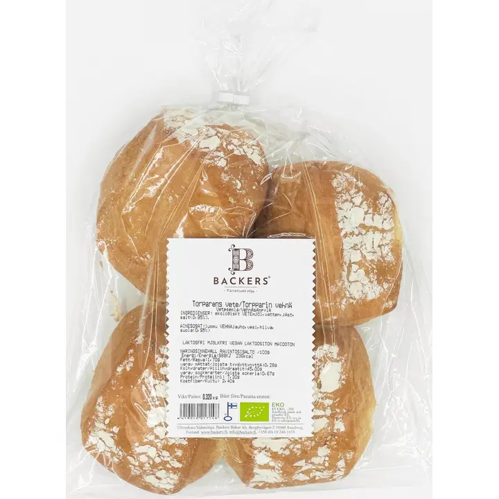 Backers Luomu Vehnäsämpylä Torpparin vehnä 320g/4kpl