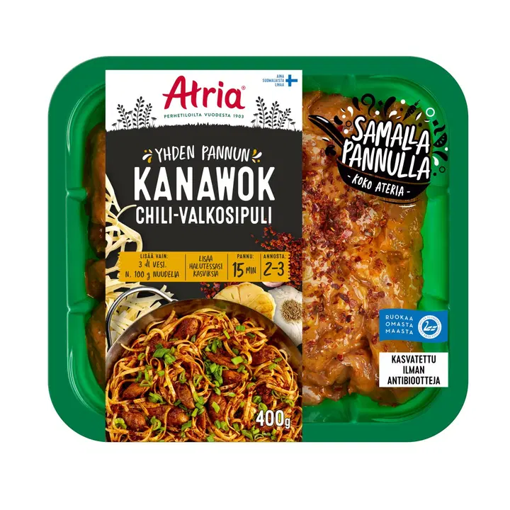 Atria yhden pannun kanawok chili-valkosipuli 400g