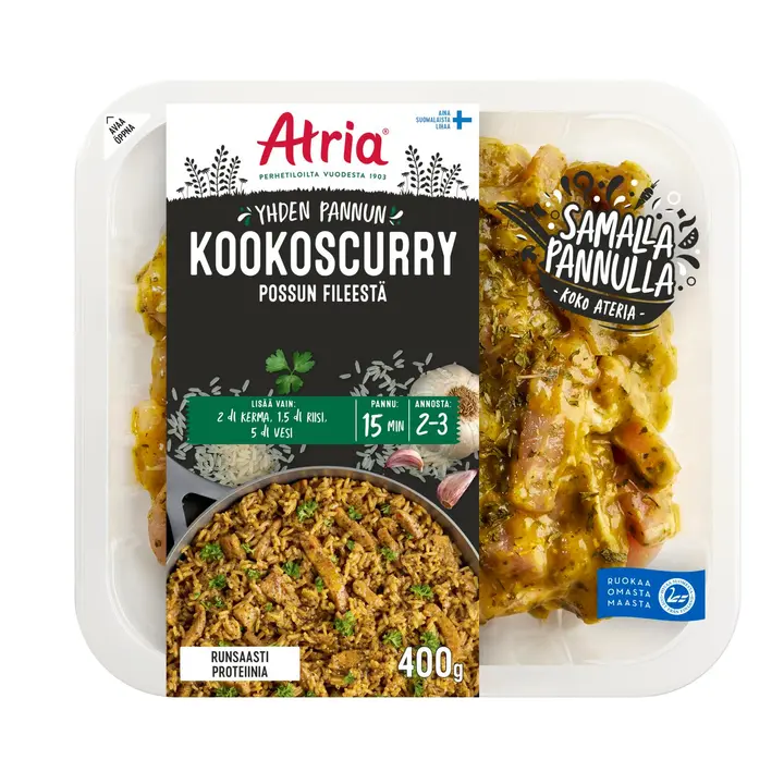 Atria Yhden Pannun Kookoscurry Possun Fileestä 400g