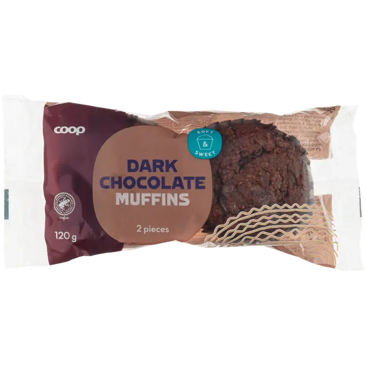 Coop suklaamuffinit tummalla suklaalla 2-pack 120 g