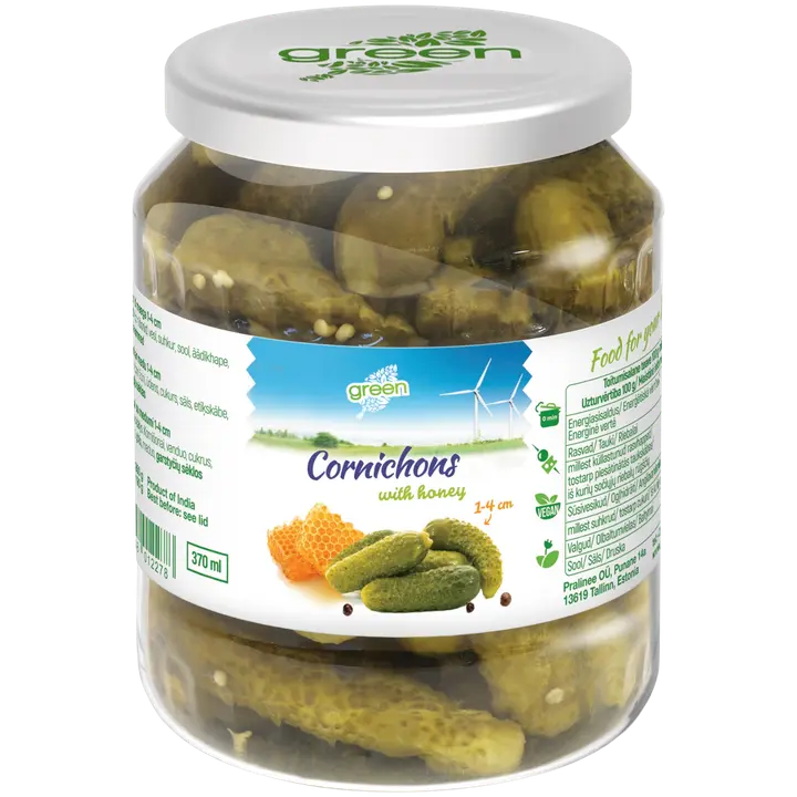 Green kornišonid 1-4 cm meega 370 ml