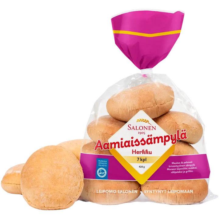Leipomo Salonen Aamiaissämpylä herkku 7/420 g vehnäsämpylä, halkaistu