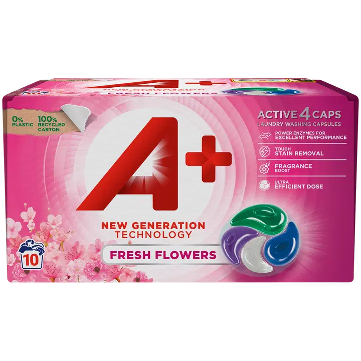 A+ Active4 Caps Fresh Flowers pyykinpesukapselit 10kpl