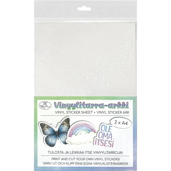 J.K. Primeco vinyylitarra A4 hologrammi piste valkoinen 2ark