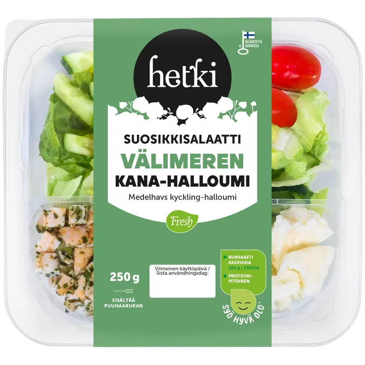 Fresh Hetki Suosikkisalaatti Välimeren kana-halloumi 250g