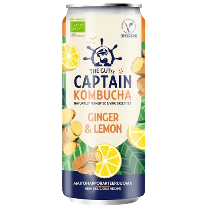 The Gutsy Captain Kombucha Ginger Lemon kombucha juoma LUOMU 250ml