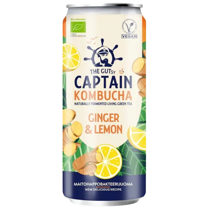 The Gutsy Captain Kombucha Ginger Lemon kombucha juoma LUOMU 250ml