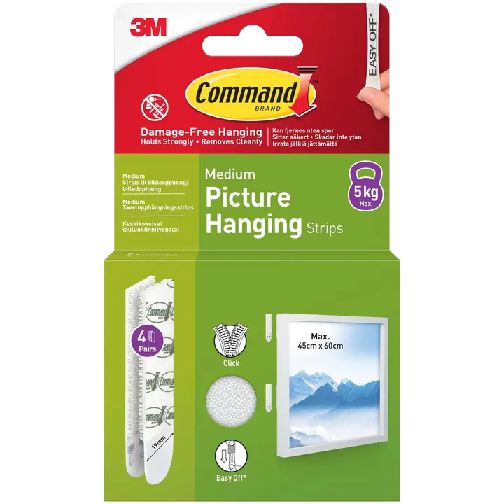 Command pildikinnitusribad M 4 paari valge