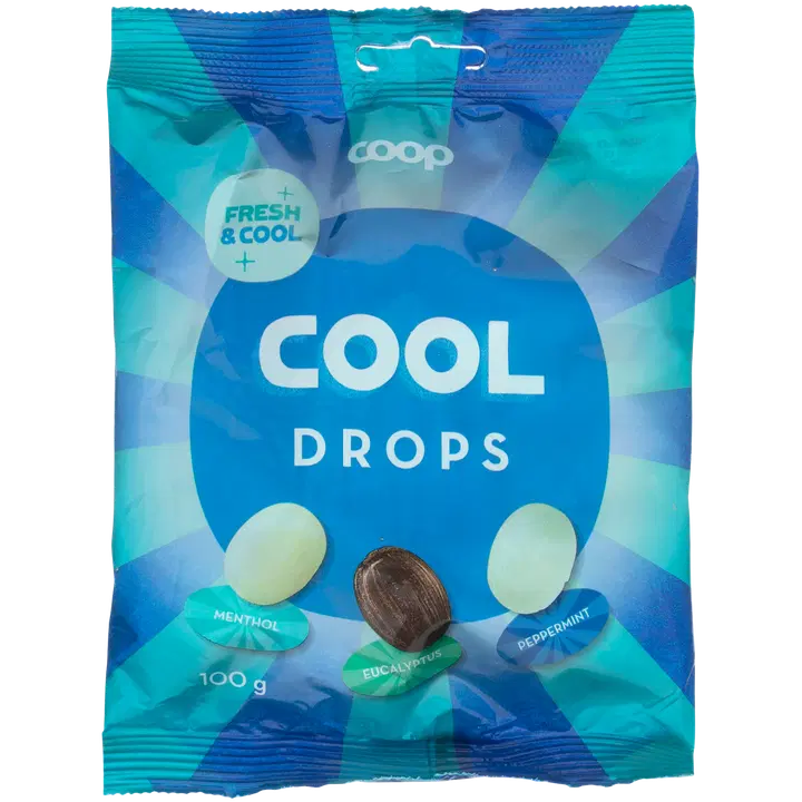 Coop Cool Drops pastilli mentoli, piparminttu ja eukalyptus 100 g