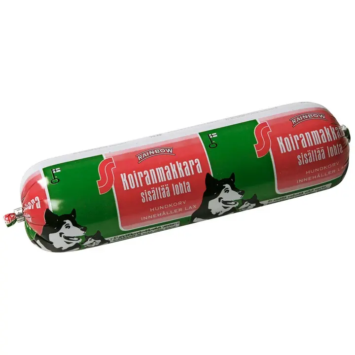 Rainbow Koiranmakkara sisältää lohta täysrehu 500g