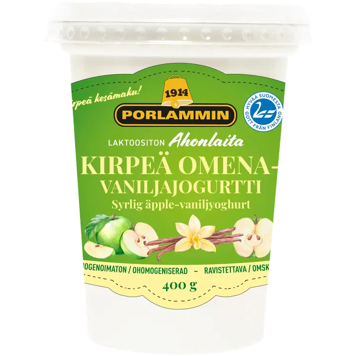 Porlammin Ahonlaita Kirpea omena-Vaniljajogurtti 400g