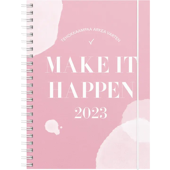 Burde vuosikalenteri 2023 Make It Happen, roosa, FSC Mix