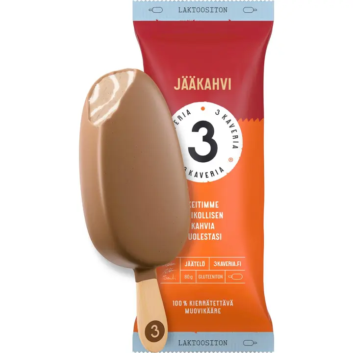 Kolmen Kaverin Jäätelö Laktoositon Jääkahvi jäätelöpuikko 110ml/80g