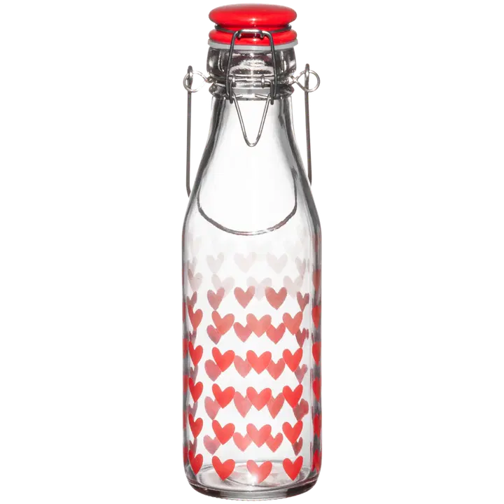 Marjukka Glasflaska med patentlock hjärta 500 ml