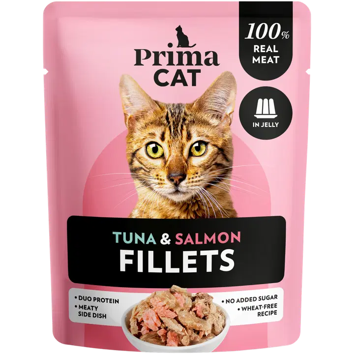 PrimaCat Fillets Tonnikalaa ja lohta hyytelössä 50 g