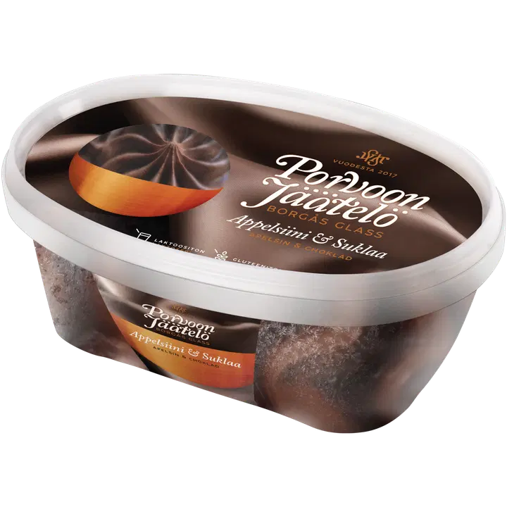 Porvoon Jäätelö Appelsiini & Suklaa 900ml