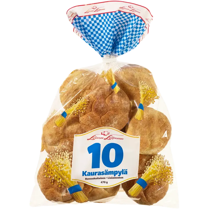 Leivon Leipomo 10 Kaurasämpylä 470g 10 kpl vehnäkaurasämpylä