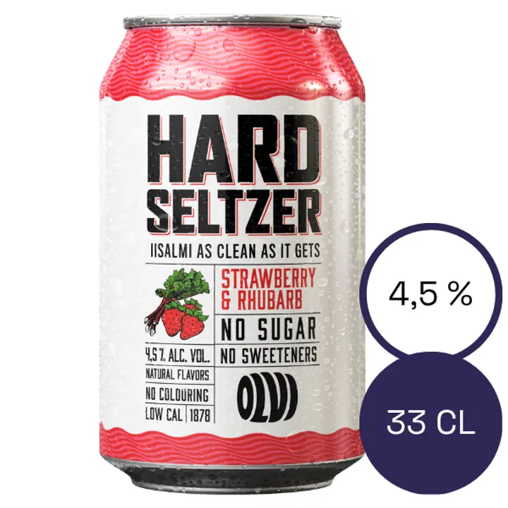 OLVI Hard Seltzer Strawberry & Rhubarb 4,5% 0,33 l burk