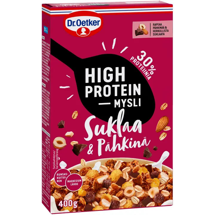 Dr. Oetker High Protein Suklaa & pähkinä proteiinigranola 400 g