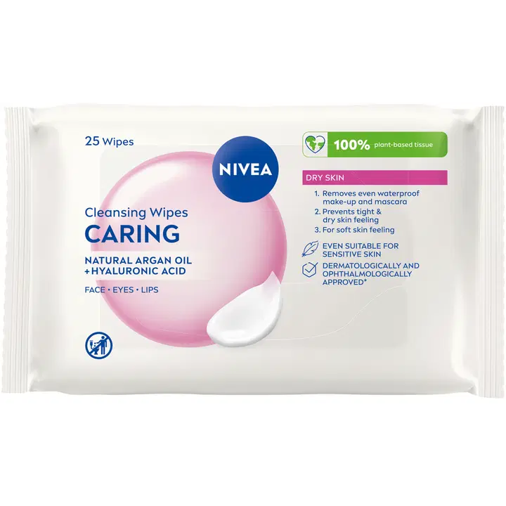 NIVEA 25kpl 3-in-1 Caring Cleansing Wipes puhdistusliinat